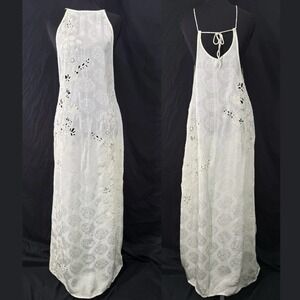 Etherial Eyelet Maxi Dress S Cottage Boho Fairy Dainty Romantic Feminine Whimsy